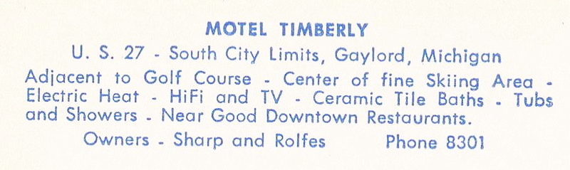 Timberly Motel (Motel Timberly) - Postcard